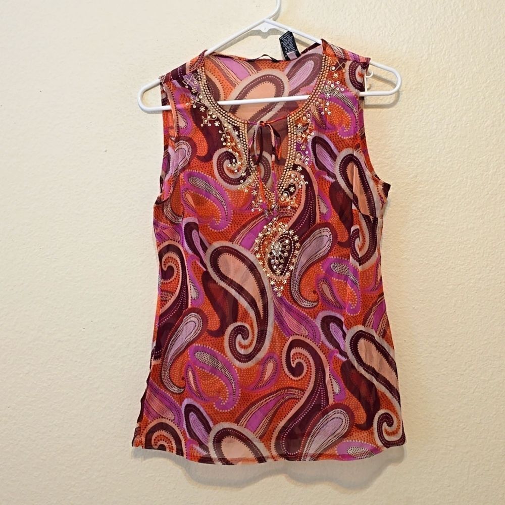 NEW YORK COMPANY SHEER Y2K BLOUSE SIZE M